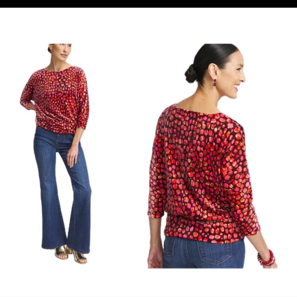 Chico's Top Women Size/L Velvet Spot Banded